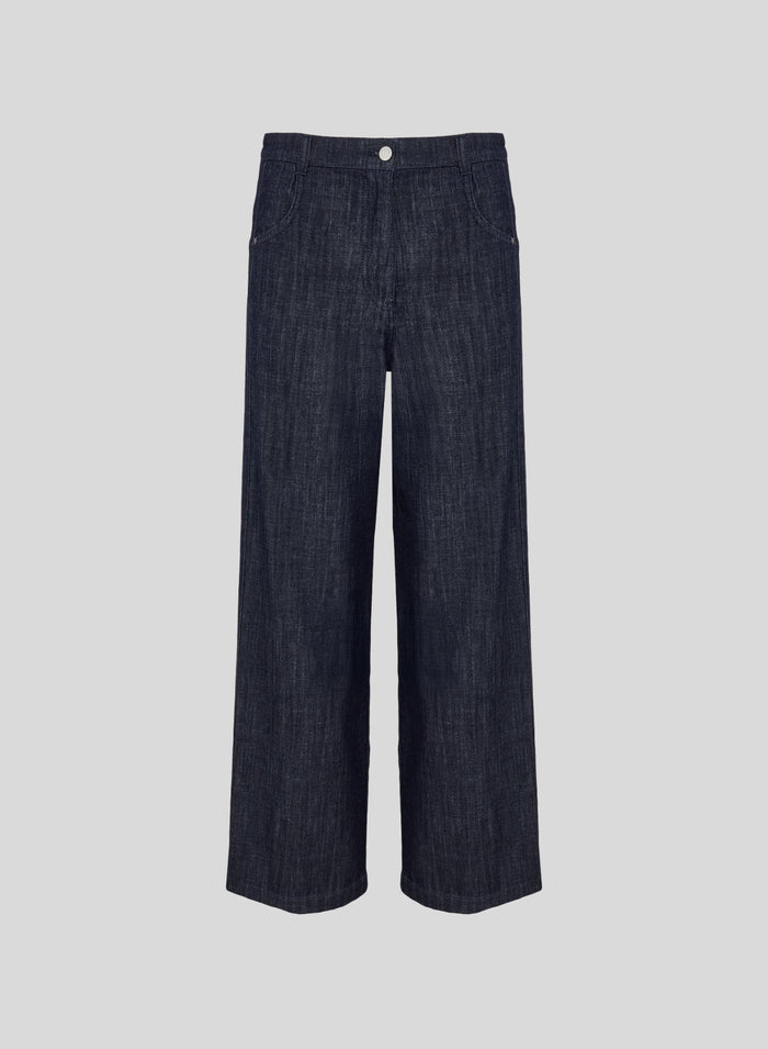 JEANS A GAMBA LARGA IN DENIM FLUIDO