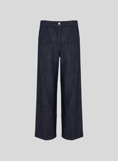 JEANS A GAMBA LARGA IN DENIM FLUIDO