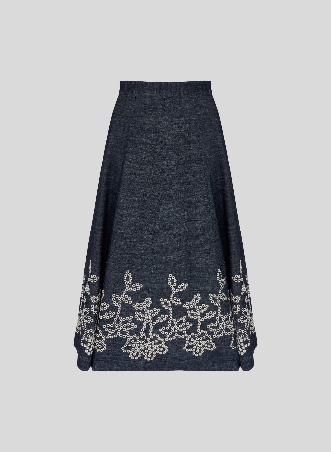 GONNA MIDI A RUOTA IN DENIM FLUIDO