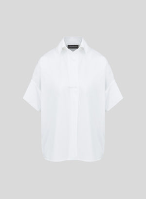 BLUSA IN POPELINE DI COTONE STRETCH