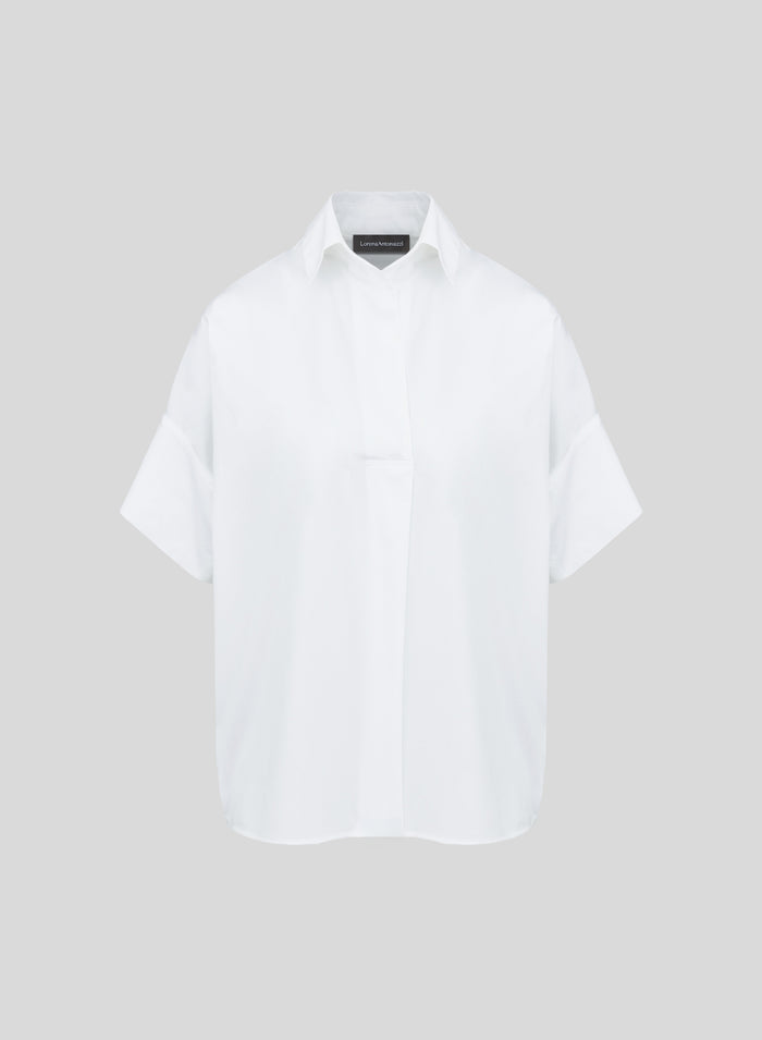 STRETCH COTTON POPLIN BLOUSE