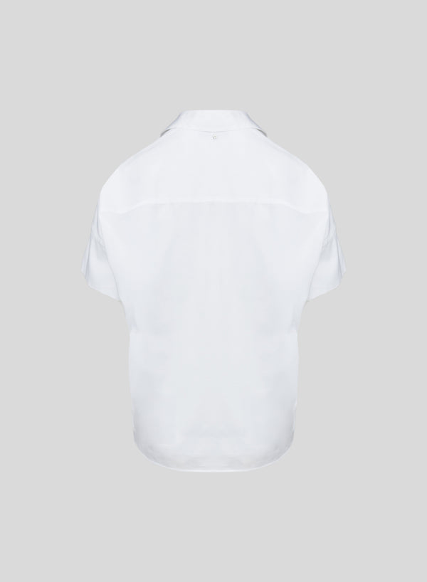 STRETCH COTTON POPLIN BLOUSE