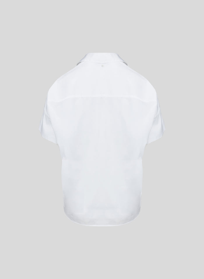 STRETCH COTTON POPLIN BLOUSE