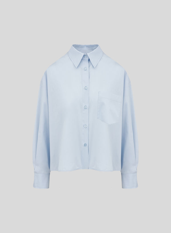 CAMICIA IN POPELINE CON BOTTONI SUL RETRO