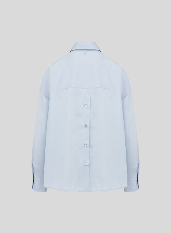 CAMICIA IN POPELINE CON BOTTONI SUL RETRO