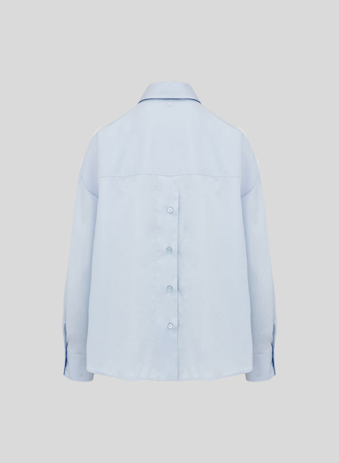 CAMICIA IN POPELINE CON BOTTONI SUL RETRO
