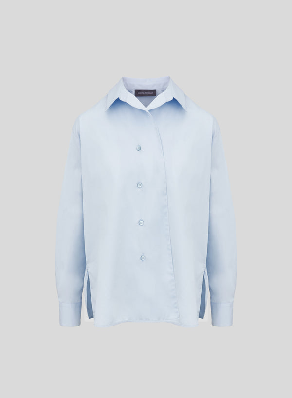 CAMICIA IN POPELINE CON CHIUSURA ASIMMETRICA