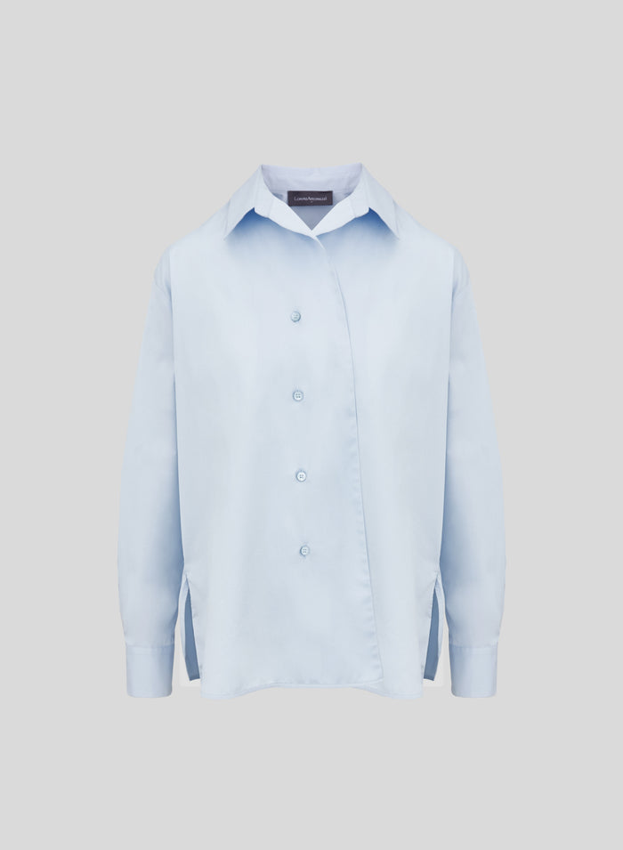POPLIN SHIRT WITH ASYMMETRICAL CLOSURE
