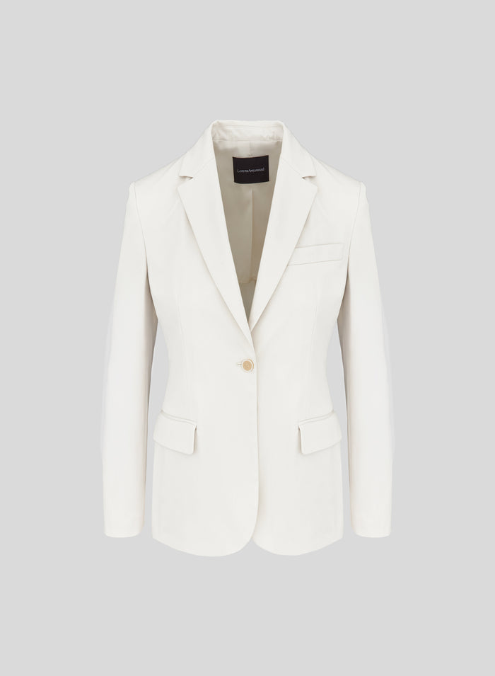 STRETCH COTTON POPLIN SINGLE BREASTED JACKET
