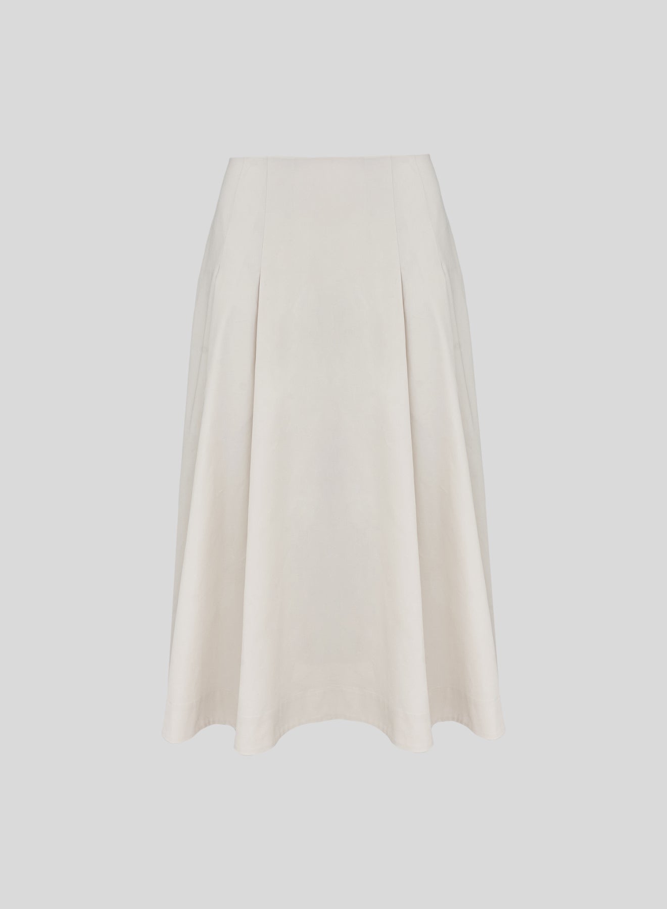 STRETCH COTTON POPLIN PLEATED MIDI SKIRT
