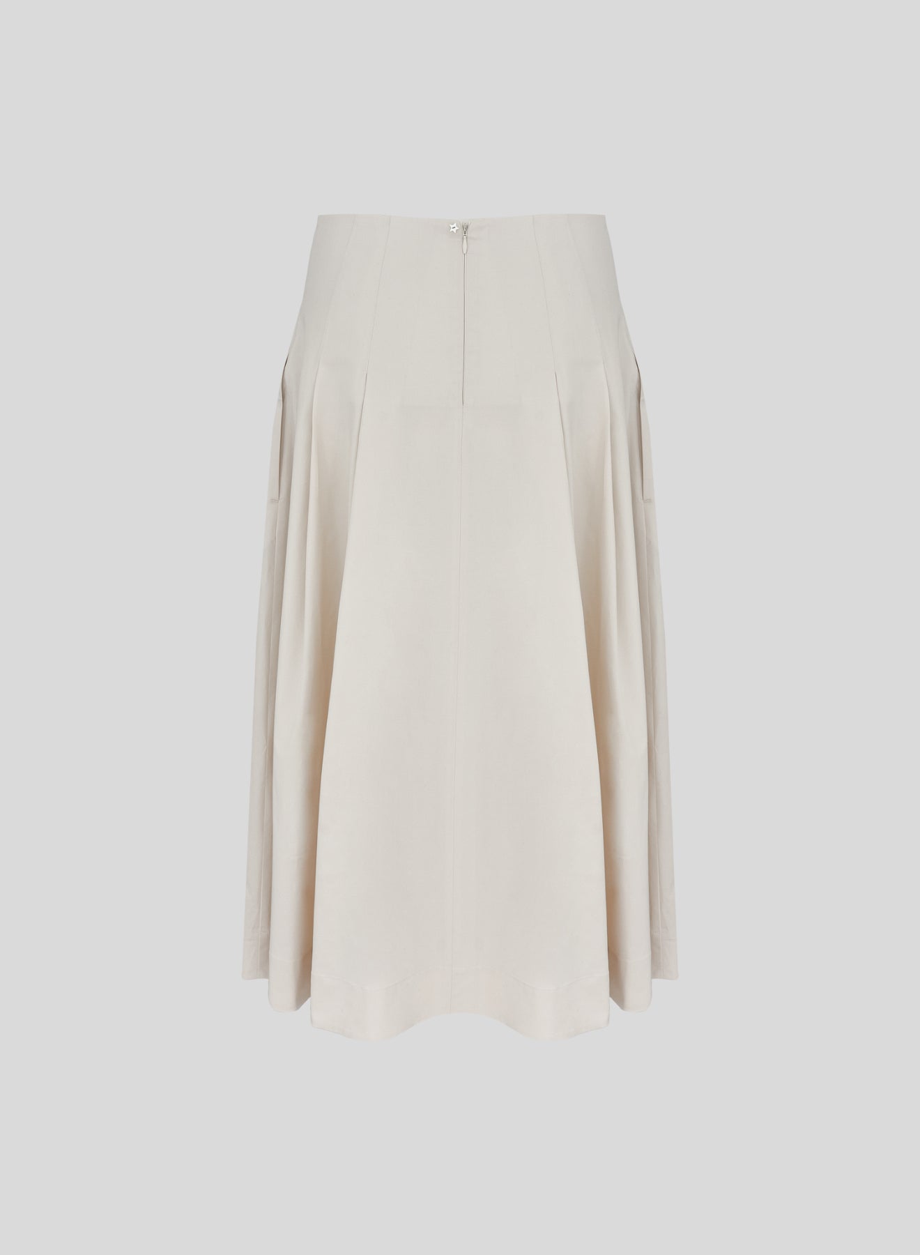 STRETCH COTTON POPLIN PLEATED MIDI SKIRT