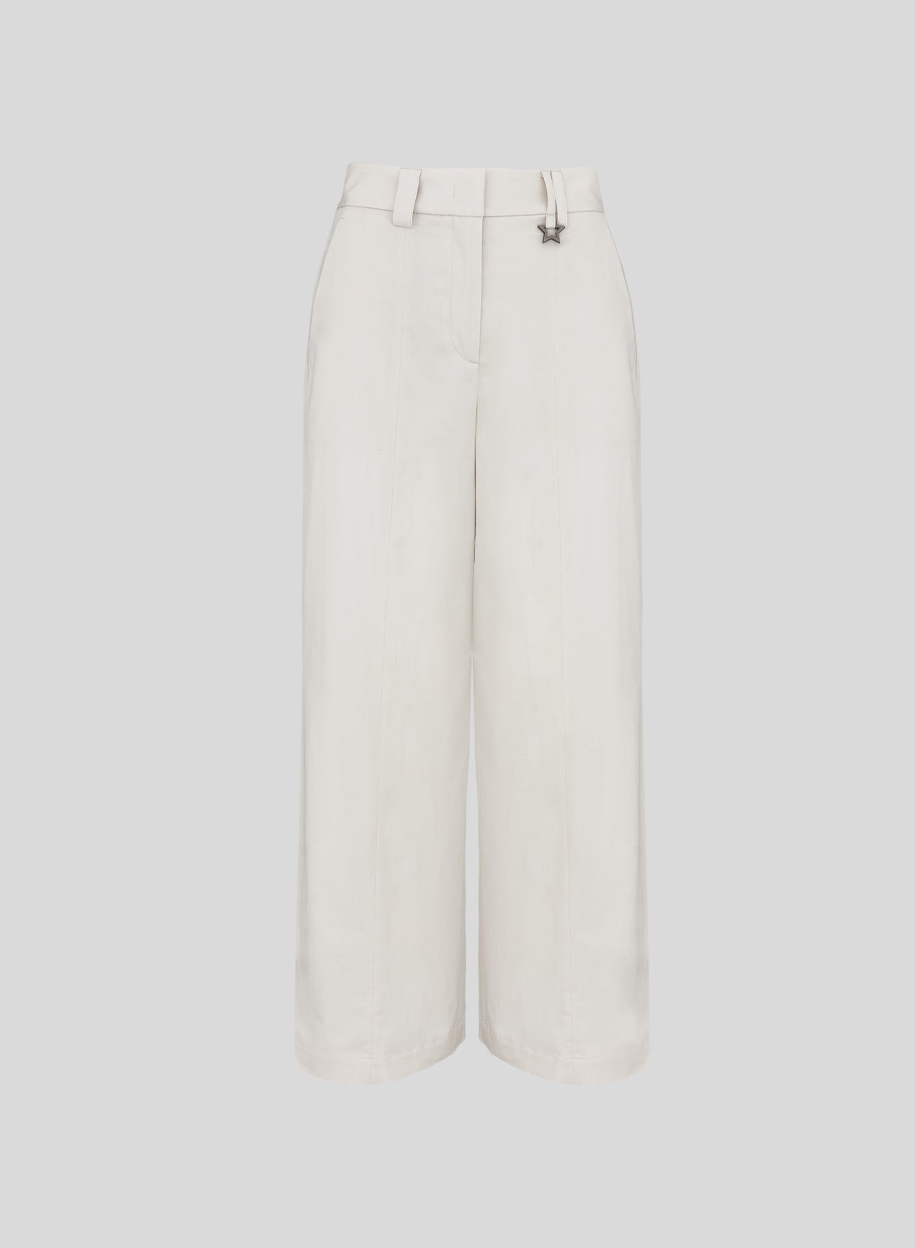 STRETCH COTTON POPLIN WIDE LEG PANTS