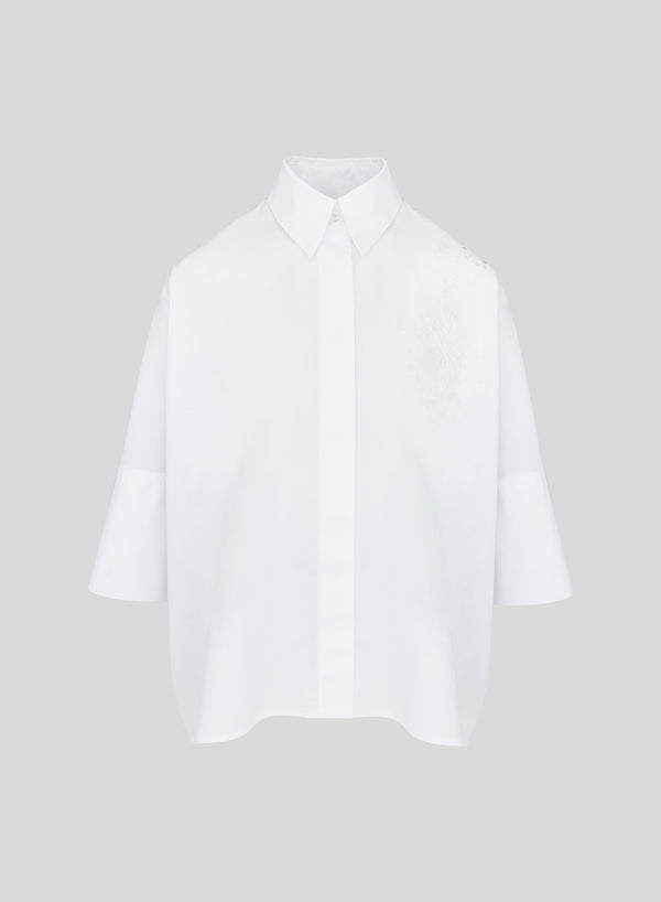 CAMICIA IN POPELINE DI COTONE CON RICAMO