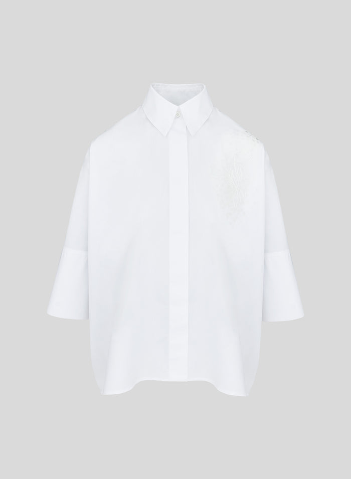 CAMICIA IN POPELINE DI COTONE CON RICAMO