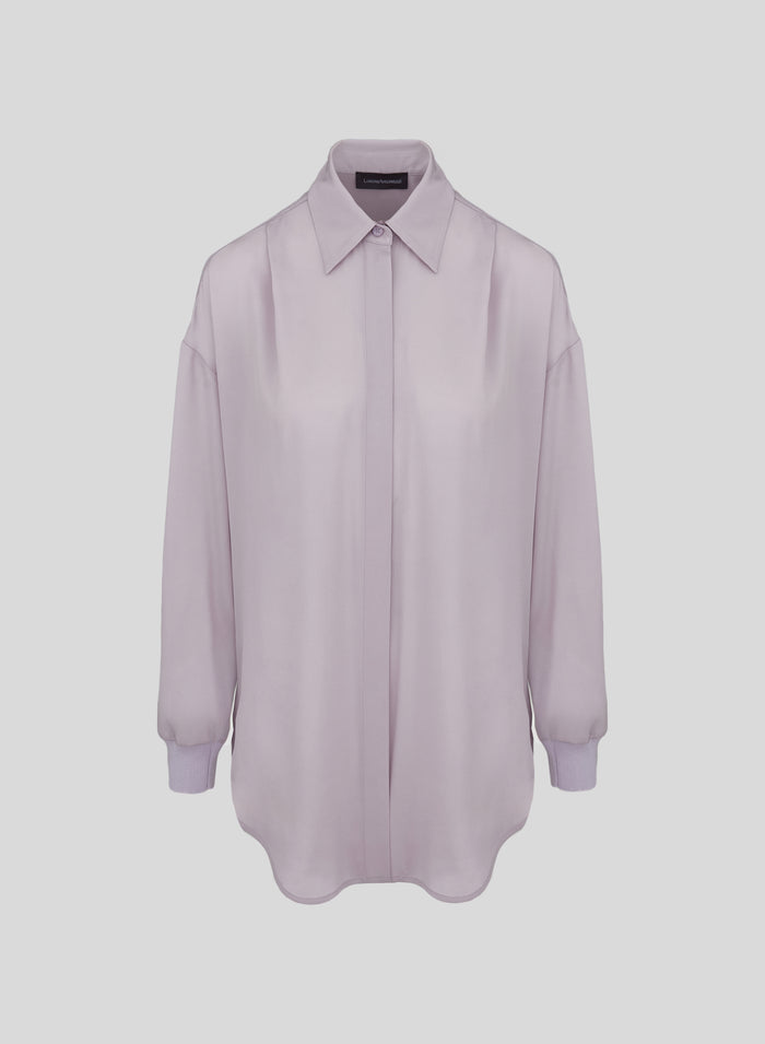 CAMICIA OVERSIZE IN TWILL DI MISTO SETA