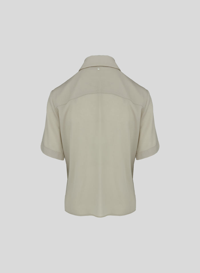 CAMICIA CROPPED IN TWILL DI MISTO SETA