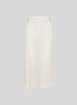 GONNA MIDI PLISSE IN TWILL DI MISTO SETA