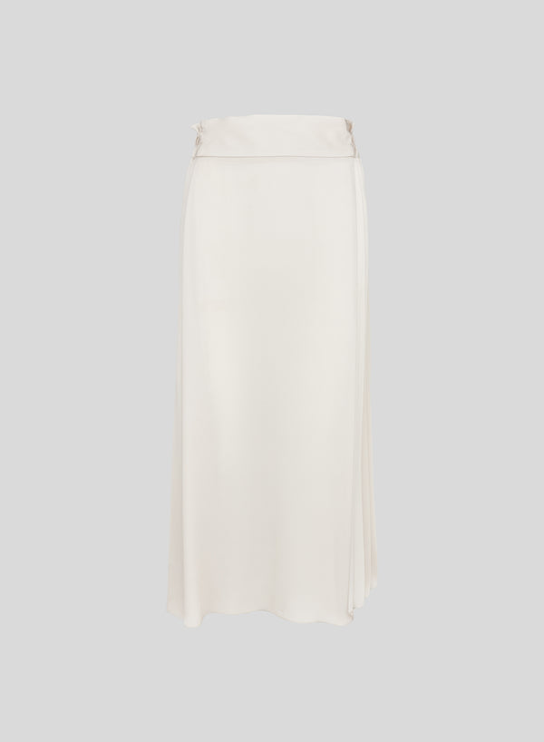 GONNA MIDI PLISSE IN TWILL DI MISTO SETA