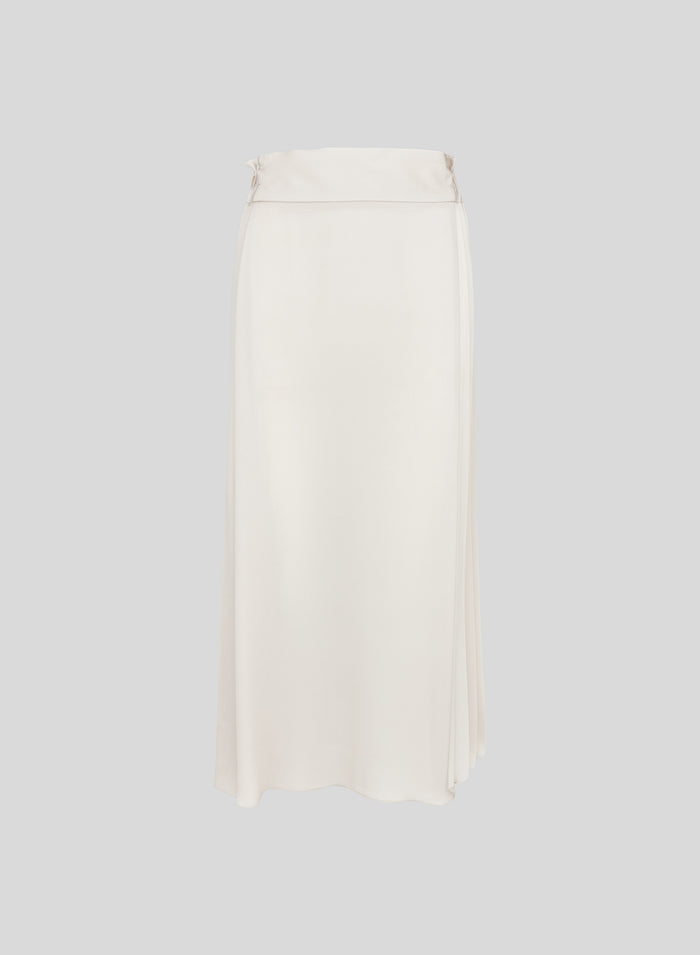 SILK TWILL PLISSE MIDI SIKIRT