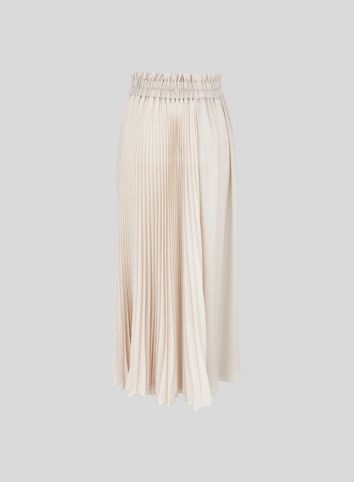 SILK TWILL PLISSE MIDI SIKIRT