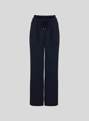 PANTALONI A GAMBA LARGA IN TWILL DI MISTO SETA