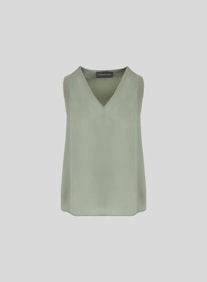 TOP IN TWILL DI MISTO SETA E COTONE