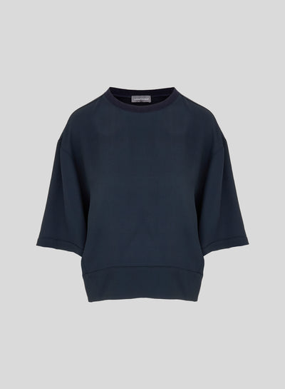 T-SHIRT OVERSIZE IN TWILL DI MISTO SETA E COTONE