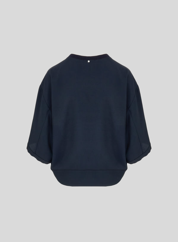 COTTON AND SILK BLEND TWILL OVERSIZE T-SHIRT