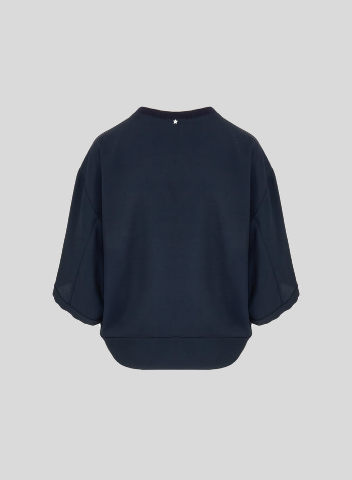 COTTON AND SILK BLEND TWILL OVERSIZE T-SHIRT