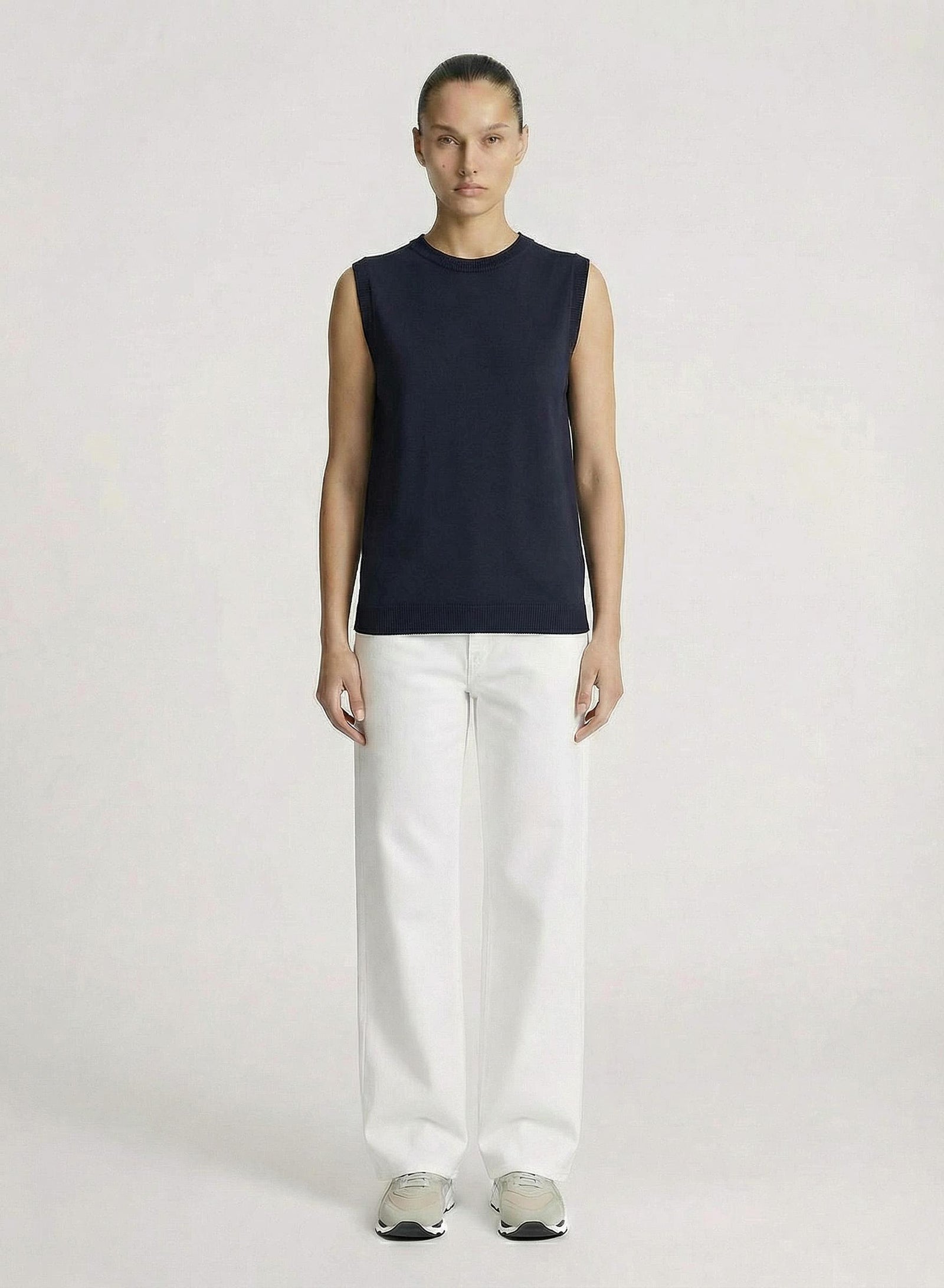 COTTON AND SILK BLEND TWILL TOP