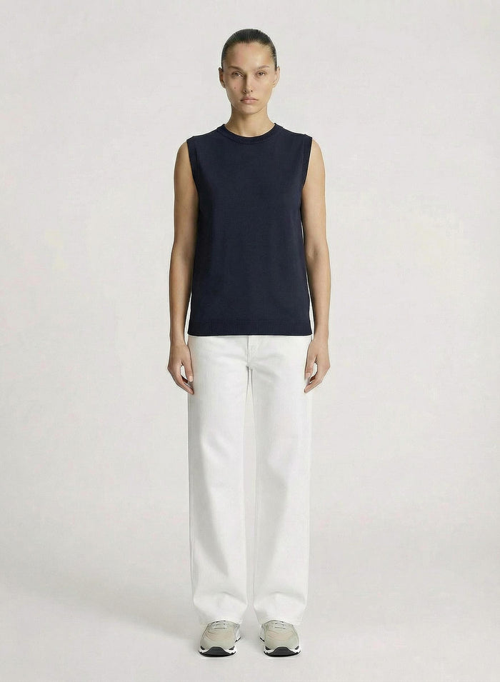 COTTON AND SILK BLEND TWILL TOP