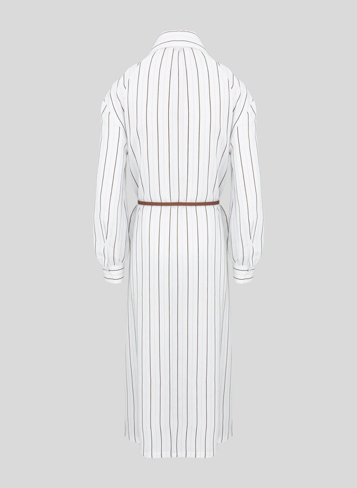 VISCOSE AND SILK BLEND STRIPED CHEMISIER DRESS