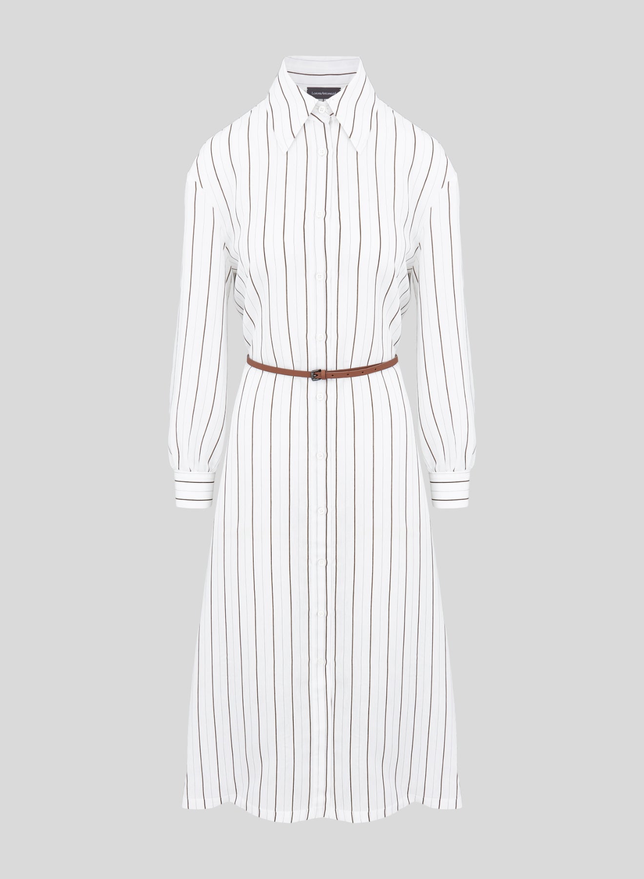 VISCOSE AND SILK BLEND STRIPED CHEMISIER DRESS