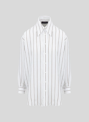 CAMICIA A RIGHE IN MISTO VISCOSA E SETA