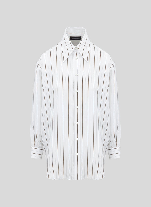 CAMICIA A RIGHE IN MISTO VISCOSA E SETA