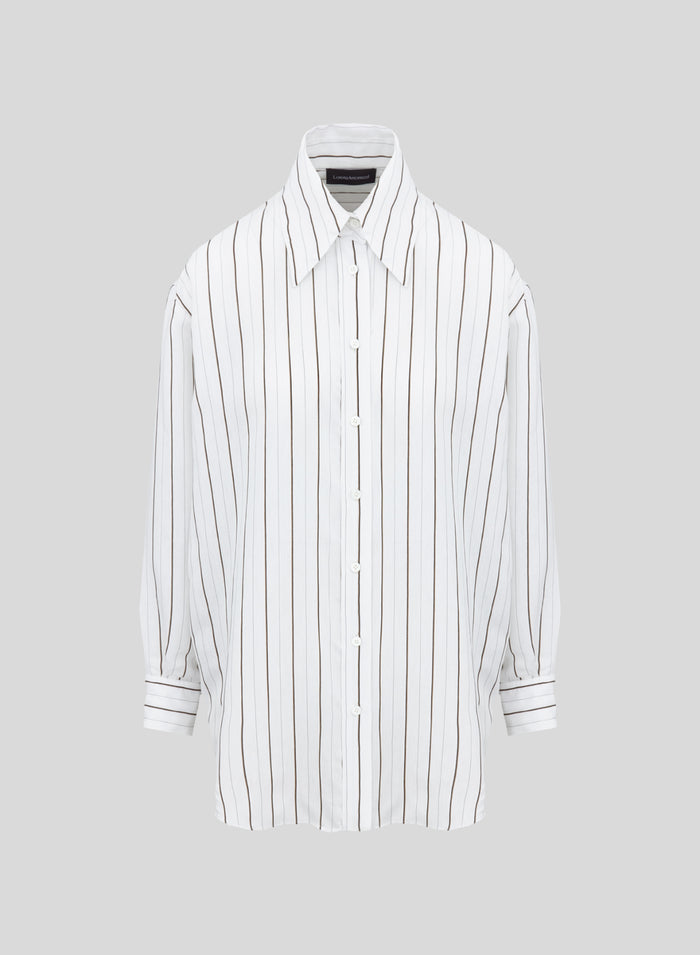 VISCOSE AND SILK BLEND STRIPED SHIRT