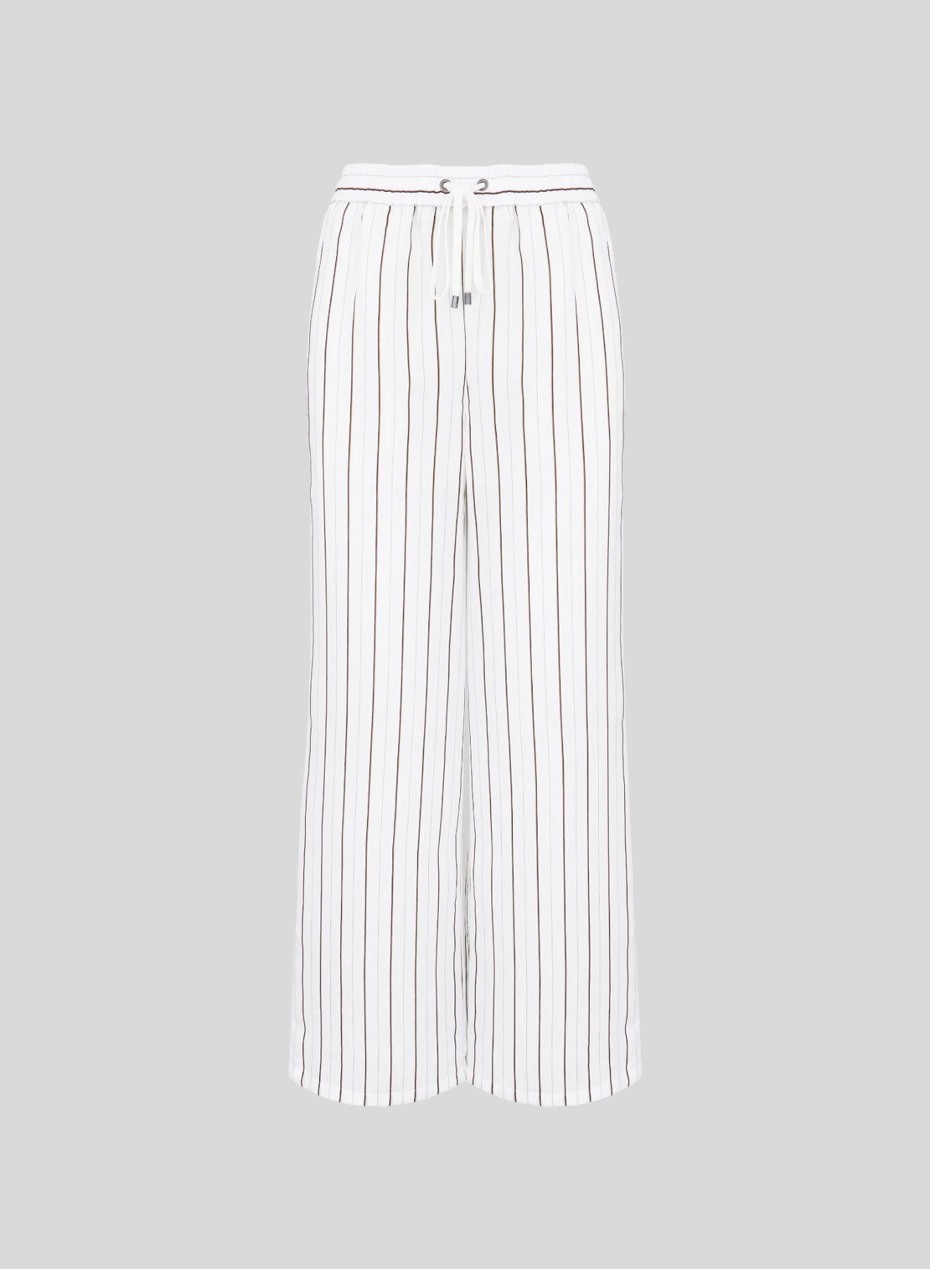 PANTALONI A GAMBA LARGA A RIGHE IN MISTO VISCOSA E SETA