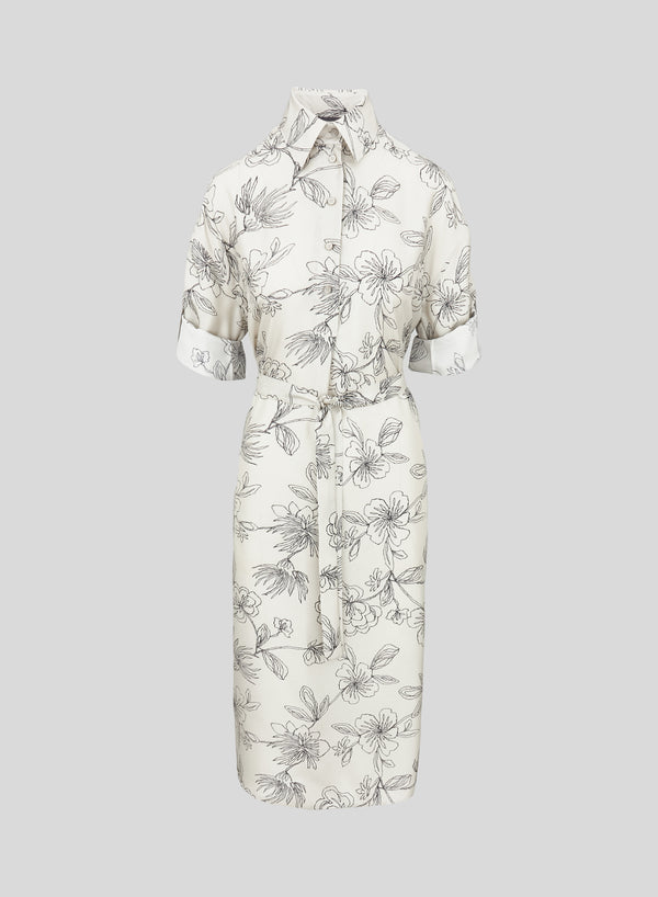 PRINTED SILK CHEMISIER DRESS