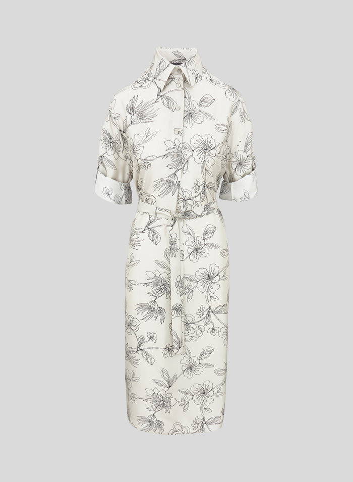 PRINTED SILK CHEMISIER DRESS