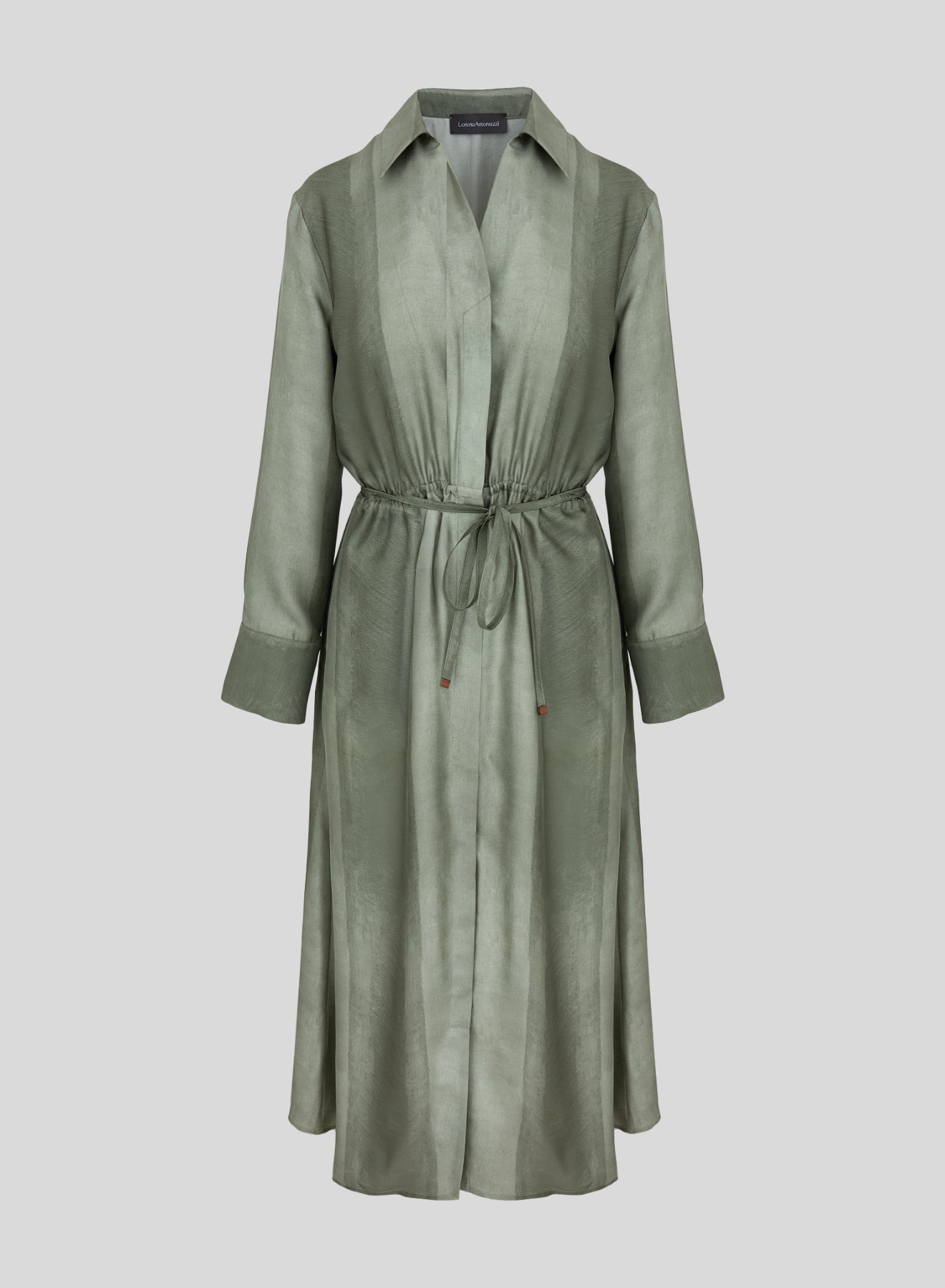 SILK TWILL PRINTED MIDI CHEMISIER DRESS