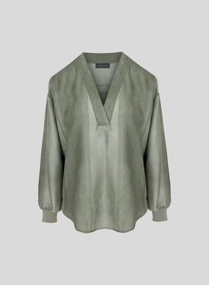 BLUSA IN TWILL DI MISTO SETA STAMPATA