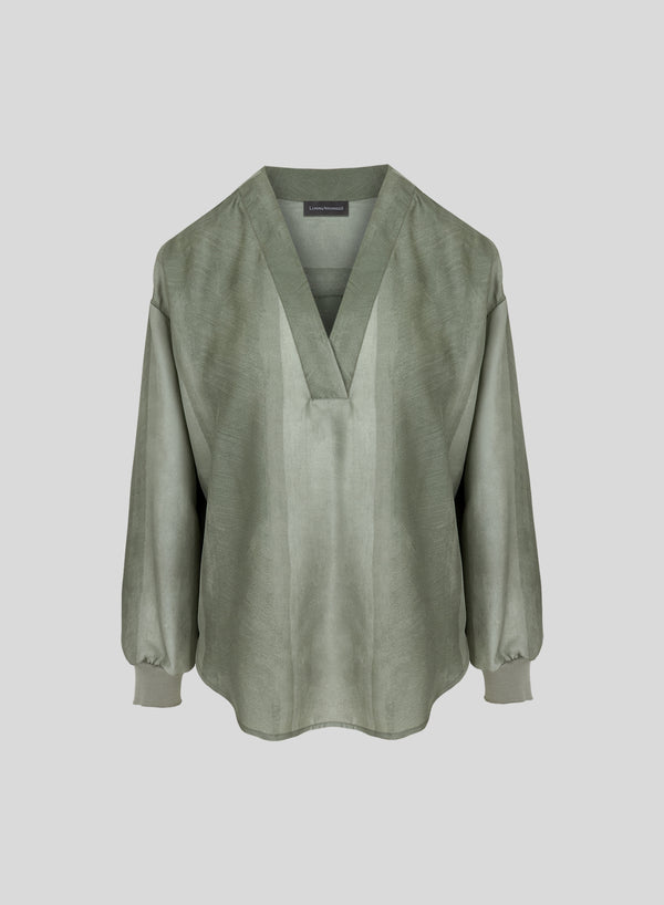 BLUSA IN TWILL DI MISTO SETA STAMPATA