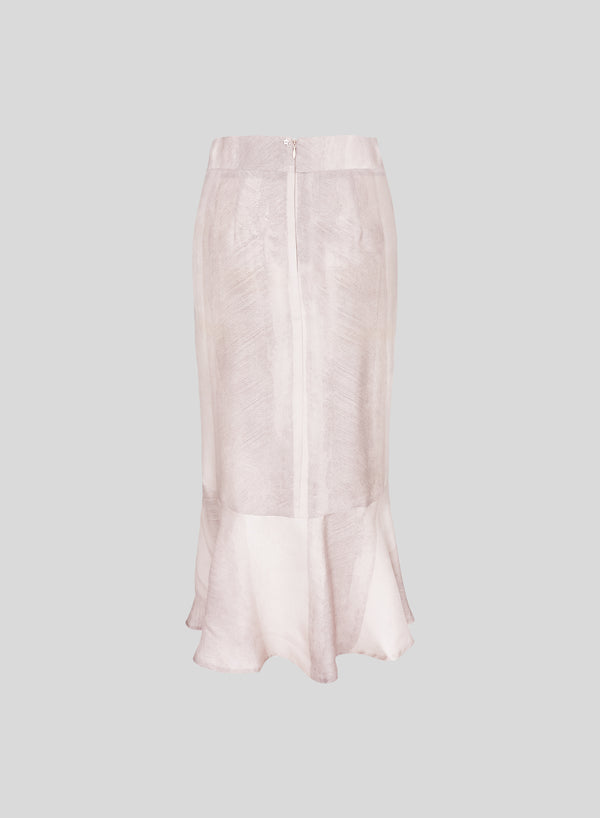 PRINTED SILK TWILL MIDI SKIRT