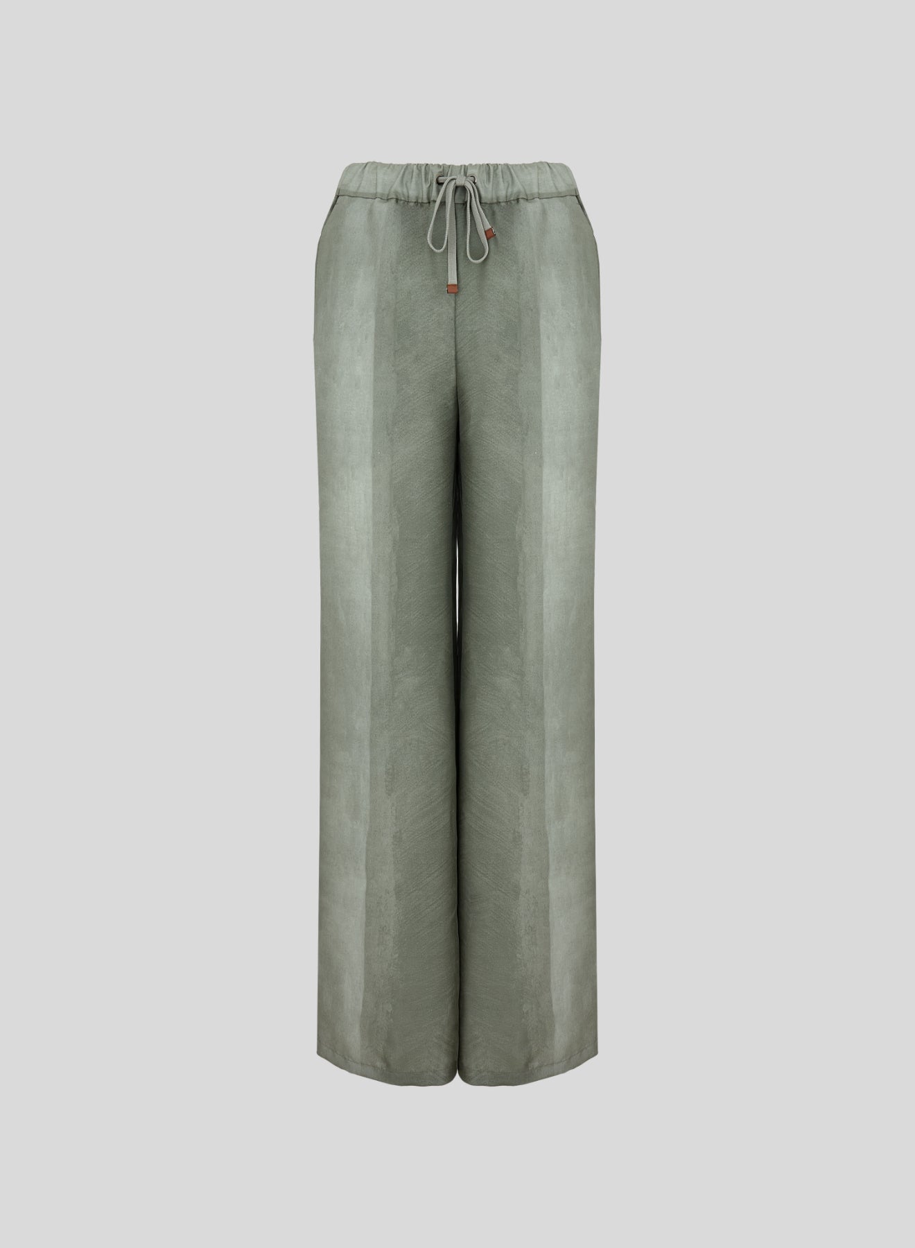 SILK AND COTTON BLEND TWILL PRINTED PANTS