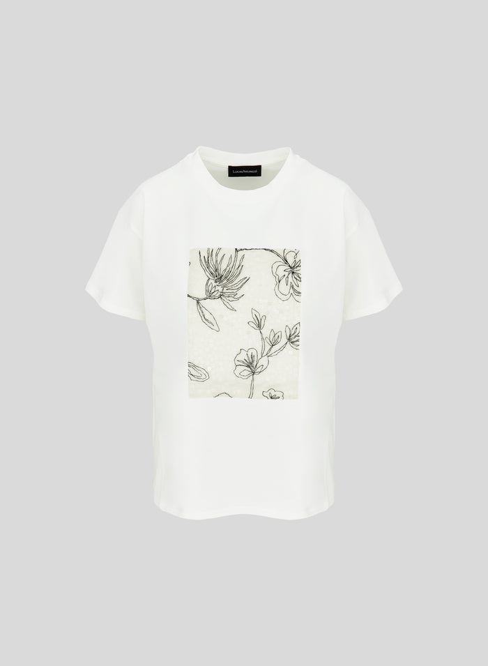 COTTON T-SHIRT WITH SEQUINS EMBROIDERY