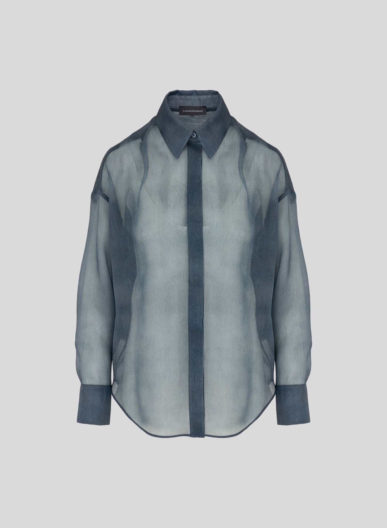 DENIM EFFECT SILK ORGANZA TOP