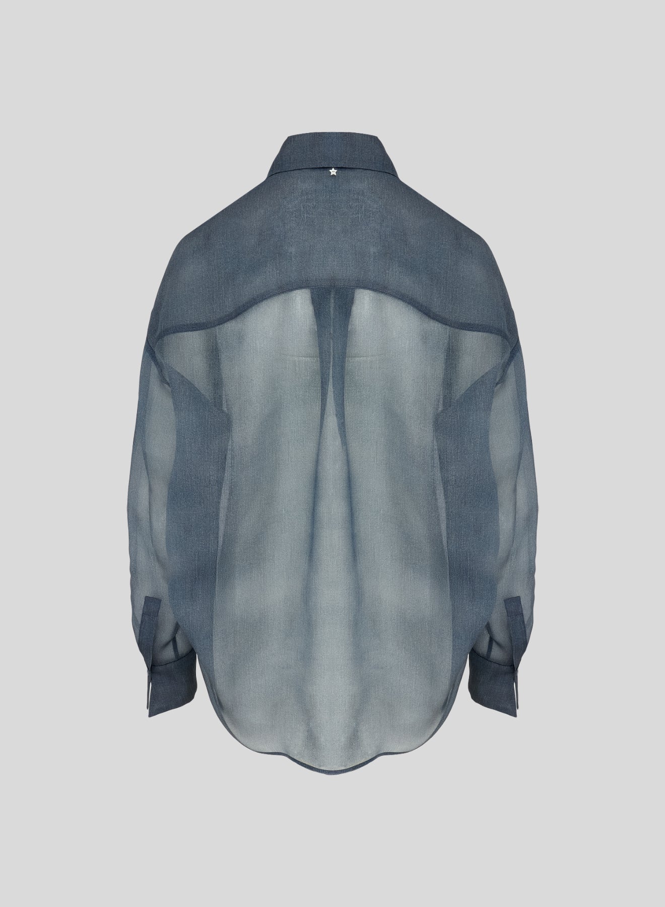 DENIM EFFECT SILK ORGANZA TOP