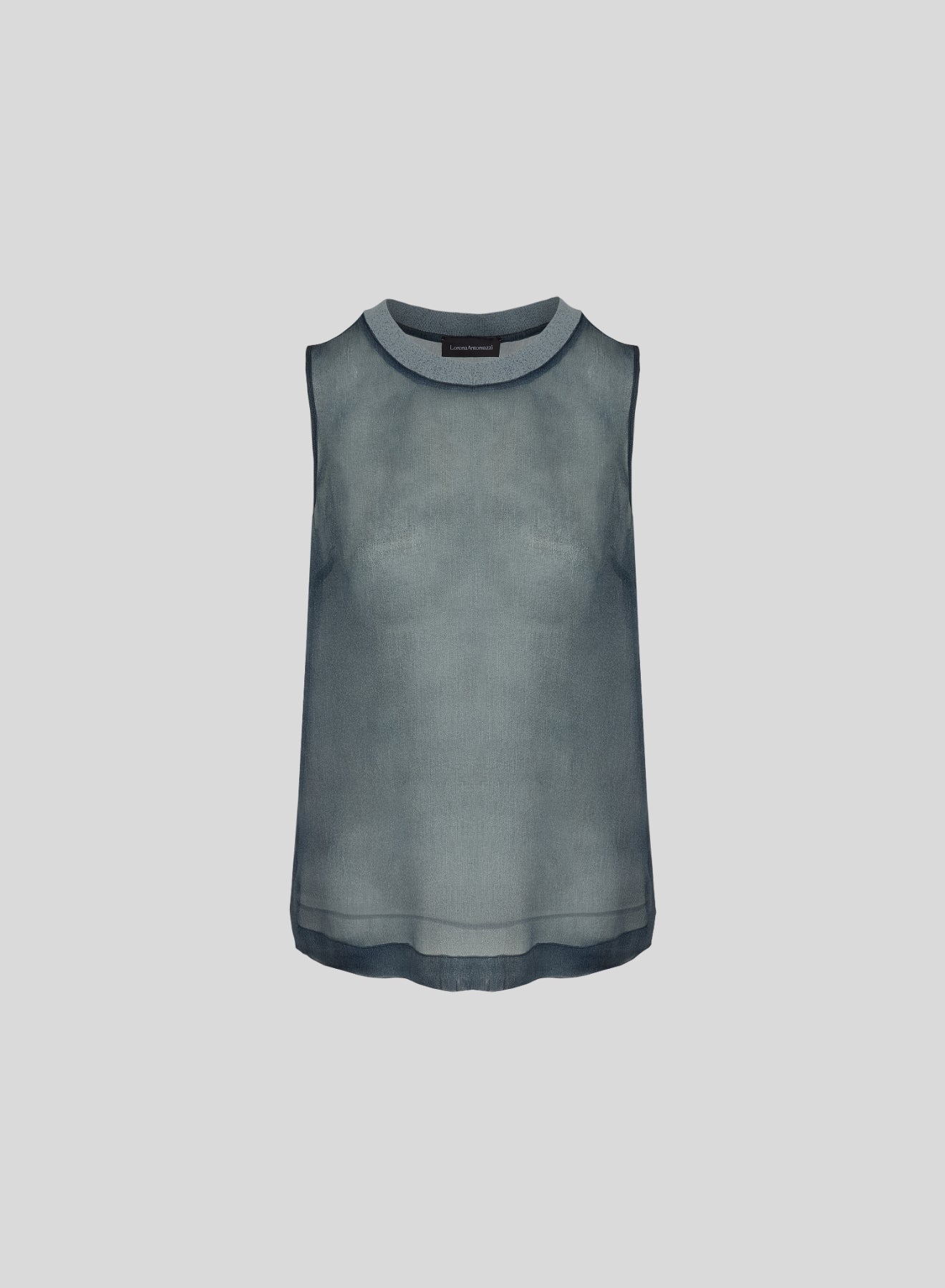 DENIM EFFECT SILK ORGANZA TOP