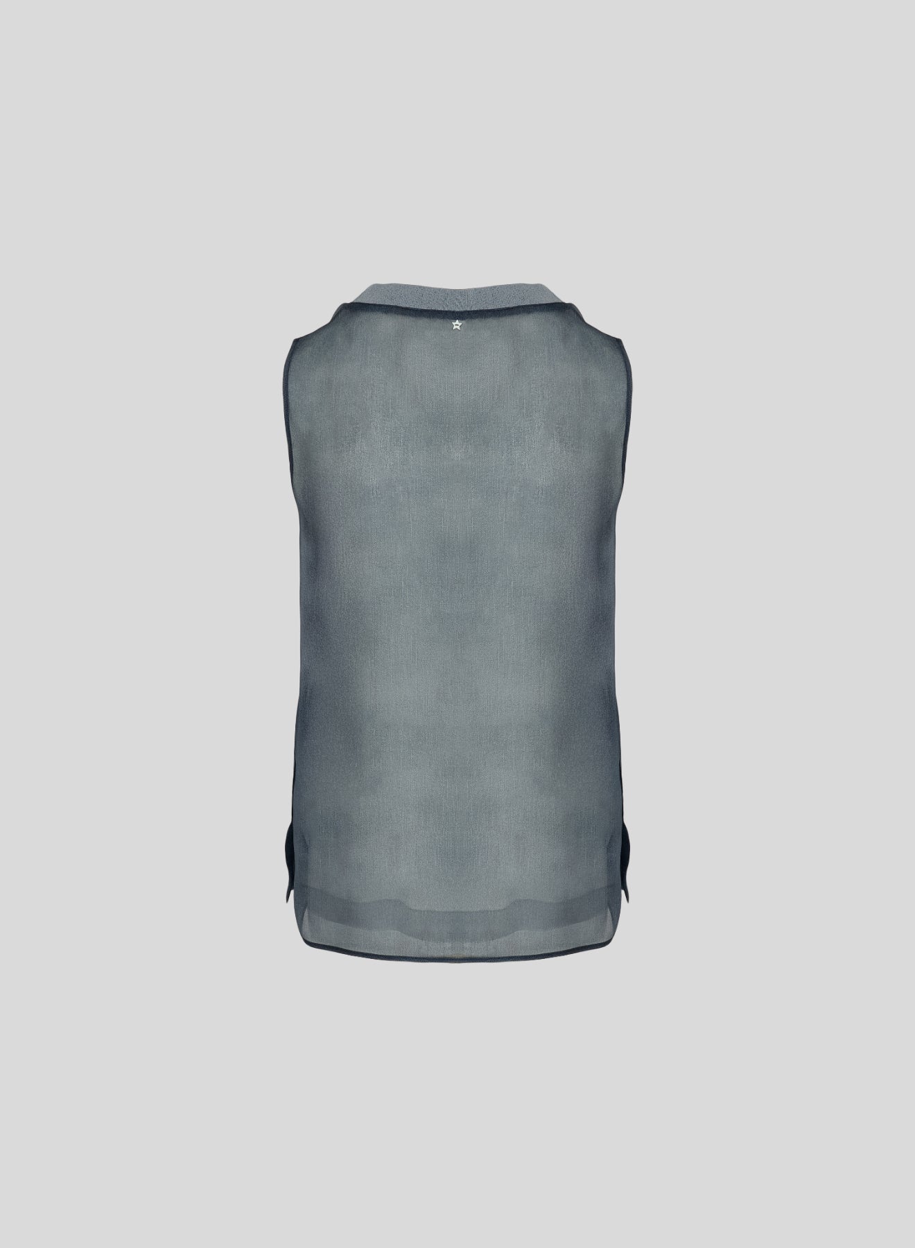 DENIM EFFECT SILK ORGANZA TOP