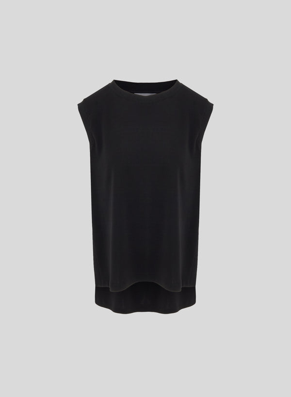 TOP SMANICATO IN JERSEY CREPE DI VISCOSA